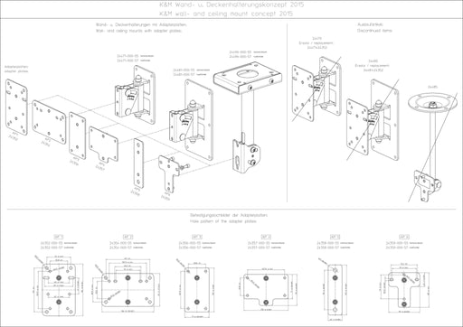 24354-000-55 - K&M - 24354-000-55 - Adapter Panel 2 For 24471 & 24481 Wall Mounts.