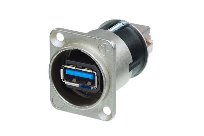 NAUSB3 - Neutrik - NAUSB3 - Reversible USB 3.0 gender changer (type A and B), Nickel D-housing.