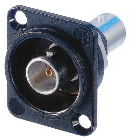 NBB75DFIB - Neutrik - NBB75DFIB - Isolated BNC chassis connectors, feedthrough in black D-shape housing.