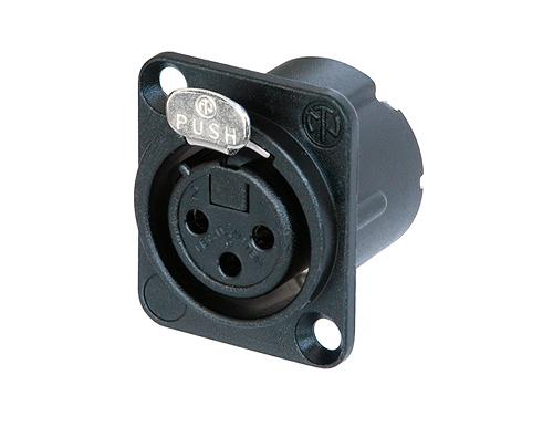 NC3FD-LX-B - Neutrik - NC3FD-LX-B - 3 pole female receptacle, solder cups, black metal housing, gold contacts.