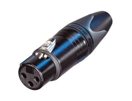 NC3FXX-BAG - Neutrik - NC3FXX-BAG - 3 pole female cable connector with black metal housing and silver contacts.