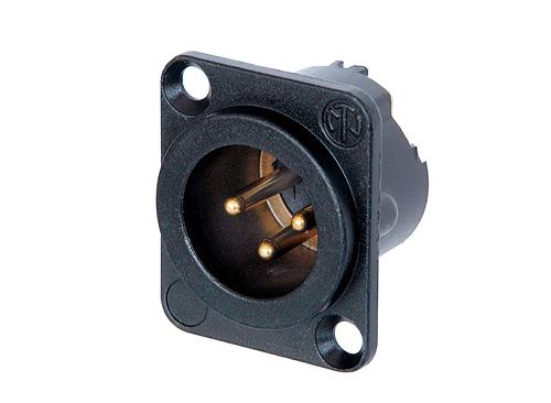 NC3MD-LX-B - Neutrik - NC3MD-LX-B - 3 pole male receptacle, solder cups, black metal housing, gold contacts.