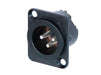 NC3MD-LX-BAG - Neutrik - NC3MD-LX-BAG - 3 pole male receptacle, solder cups, black metal housing, silver contacts.