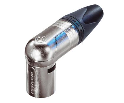 NC3MRX - Neutrik - NC3MRX - 3 pole right angle male cable connector, nickel housing, silver contacts.