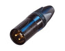 NC3MXX-B - Neutrik - NC3MXX-B - 3 pole male cable connector with black metal housing and gold contacts.