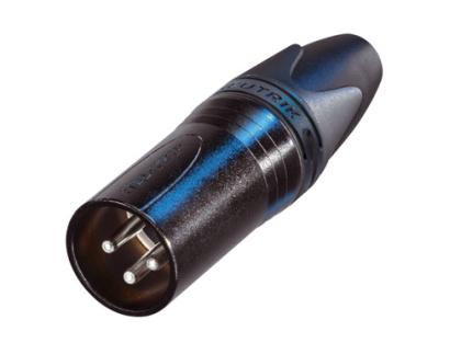 NC3MXX-BAG - Neutrik - NC3MXX-BAG - 3 pole male cable connector with black metal housing and silver contacts.