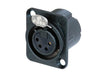 NC4FD-LX-B - Neutrik - NC4FD-LX-B - 4 pole female receptacle, solder cups, black metal housing, gold contacts.