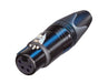 NC4FXX-BAG - Neutrik - NC4FXX-BAG - 4 pole female cable connector with black metal housing and silver contacts.