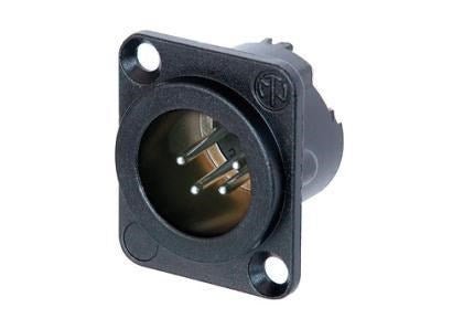 NC4MD-LX-B - Neutrik - NC4MD-LX-B - 4 pole male receptacle, solder cups, black metal housing, Gold contacts.