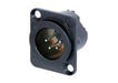 NC4MD-LX-BAG - Neutrik - NC4MD-LX-BAG - 4 pole male receptacle, solder cups, black metal housing, silver contacts.