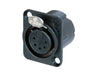 NC5FD-LX-B - Neutrik - NC5FD-LX-B - 5 pole female receptacle, solder cups, black metal housing, gold contacts.