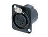 NC5FD-LX-BAG - Neutrik - NC5FD-LX-BAG - 5 pole female receptacle, solder cups, black metal housing, silver contacts.
