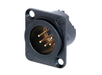 NC5MD-LX-B - Neutrik - NC5MD-LX-B - 5 pole male receptacle, solder cups, black metal housing, gold contacts.