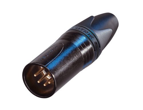 NC5MXX-B - Neutrik - NC5MXX-B - 5 pole male cable connector with black metal housing and gold contacts.