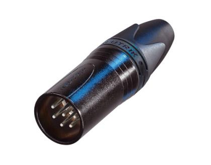 NC6MXX-BAG - Neutrik - NC6MXX-BAG - 6 pole male cable connector with black metal housing and silver contacts.