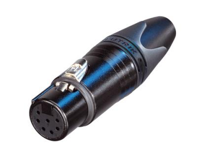 NC7FXX-B - Neutrik - NC7FXX-B - 7 pole female cable connector with black metal housing and silver contacts.
