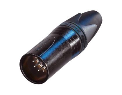 NC7MXX-B - Neutrik - NC7MXX-B - 7 pole male cable connector with black metal housing and silver contacts.