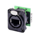 NE8FDP-B - Neutrik - NE8FDP-B - RJ45 feedthrough receptacle, black D-shape metal flange with the latch lock, mounting screws included.