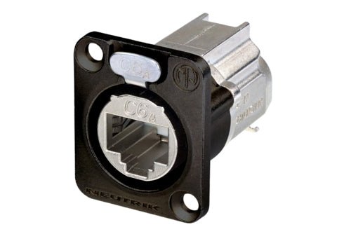 NE8FDX-Y6-B - Neutrik - NE8FDX-Y6-B - D-shape CAT6A panel connector, shielded, IDC termination, black housing