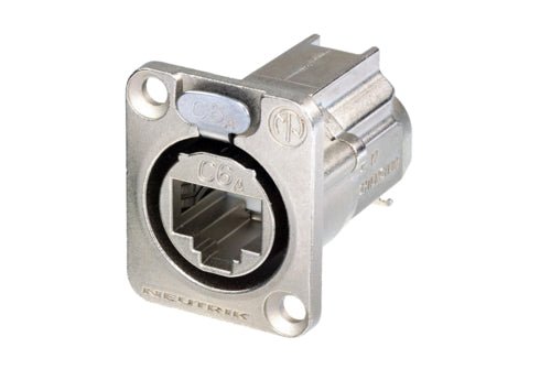 NE8FDX-Y6 - Neutrik - NE8FDX-Y6 -D-shape CAT6A Panel Connector, Shielded, IDC Termination, Nickel Housing