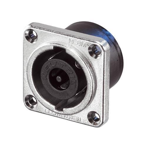 NL8MPRXX - Neutrik - NL8MPRXX - 8 pole chassis connector, nickel metal square G-size flange, countersunk thru holes, 3/16" flat tabs.