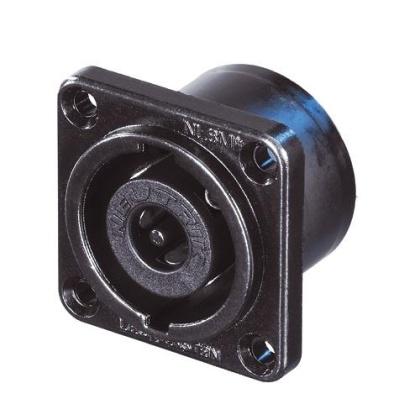NL8MPRXX-BAG - Neutrik - NL8MPRXX-BAG - 8 pole chassis connector, black chrome metal square G-size flange, countersunk thru holes, 3/16" flat tabs.
