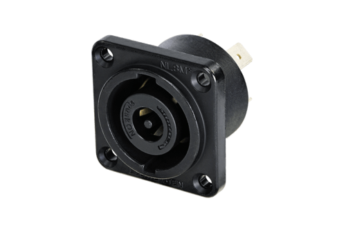 NLT8MPXX-BAG - Neutrik - NLT8MPXX-BAG - 8 pole chassis connector, black chrome metal square G-size flange, countersunk thru holes, 3/16" flat tabs.