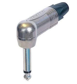 NP2RX - Neutrik - NP2RX - 1/4" professional right-angle phone plug, 2 pole, nickel contacts, nickel shell.