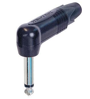 NP2RX-BAG - Neutrik - NP2RX-BAG - 2 pole right-angle 1/4" professional phone plug, nickel contacts, black shell.