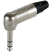 NP3RX - Neutrik - NP3RX - 3 pole right-angle 1/4" professional phone plug, nickel contacts, nickel shell.