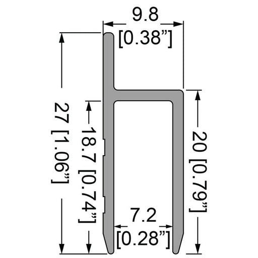 E2355 - Penn Elcom - E2355 - Door Tim "h" Extrusion For 6mm Panels - Sold as a 4M Length.