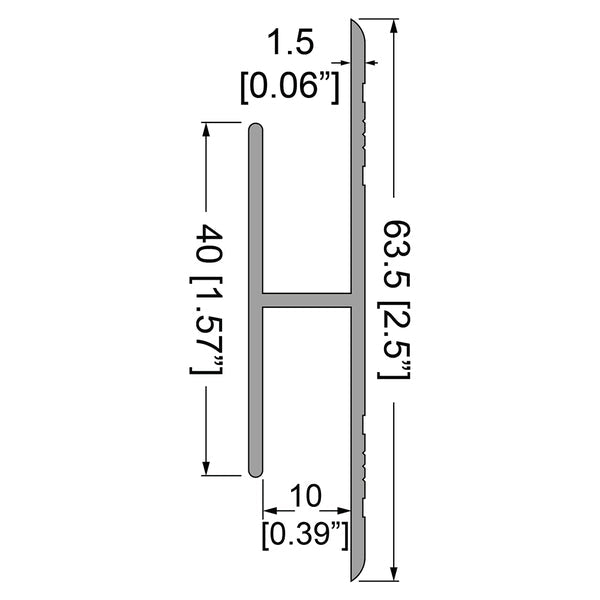 E2367 - Penn Elcom - E2367 - H-Shape Extension Extrusion For 9mm Panels - Sold as a 4M Length.