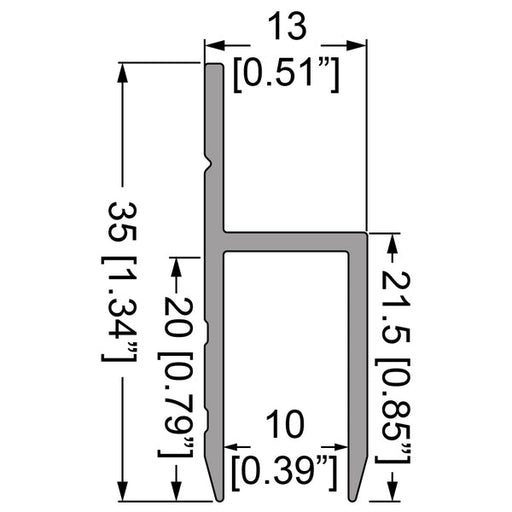 EG-0632 - Penn Elcom - EG-0632 - Door Tim "h" Extrusion For 9mm Panels - Sold as a 4M Length.