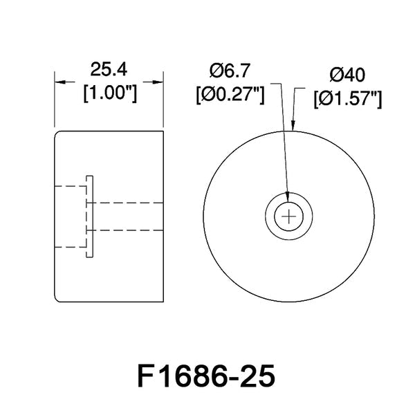 F1686/25 - Penn Elcom - F1686 - Large Rubber Foot with Steel Washer