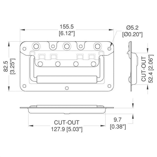 H7148Z - Penn Elcom - H7148Z - Slim Lid Rivet Protected Recessed Handle