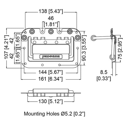 H7151K - Penn Elcom - H7151K - Rivet Protected Recessed Handle - Black