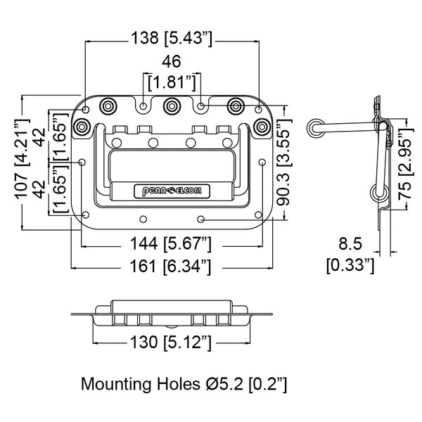 H7151S - Penn Elcom - H7151S - Rivet Protected Recessed Handle - Stainless Steel
