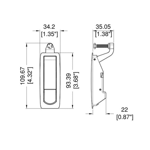 L0350 - Penn Elcom - L0350 - Black lever latch with pop up lever mechanism.