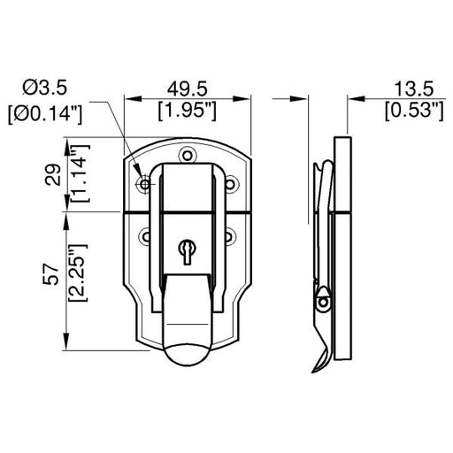L0956C/NCO - Penn Elcom - L0956C/NCO - Medium Duty Draw Bolt