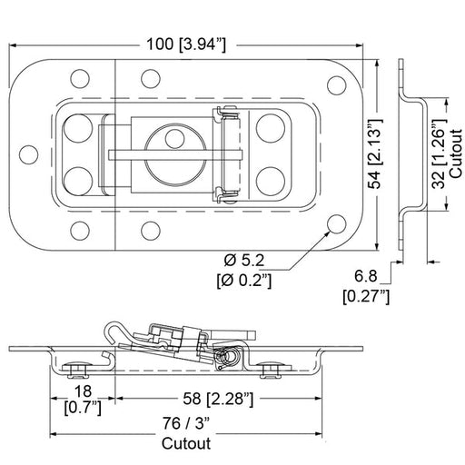 L903/7336Z - Penn Elcom - L903/7336Z - 2 Unit Rack Lid Latch.