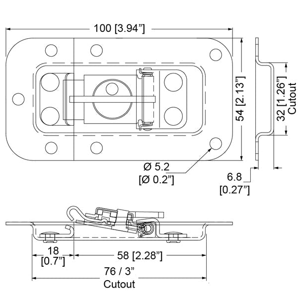 L903/7336Z - Penn Elcom - L903/7336Z - 2 Unit Rack Lid Latch.