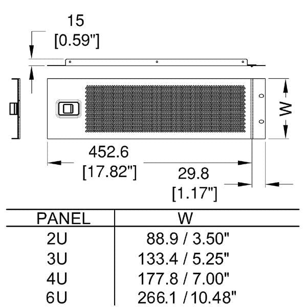R1272/2UVK - Penn Elcom - R1272/2UVK - Hinged Vented Rack Panel