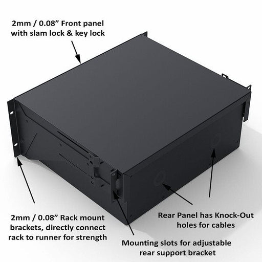 R2293-3UK - Penn Elcom - R2293-3UK - 3RU 14" Deep Tour Grade Heavy Duty Rack Drawer