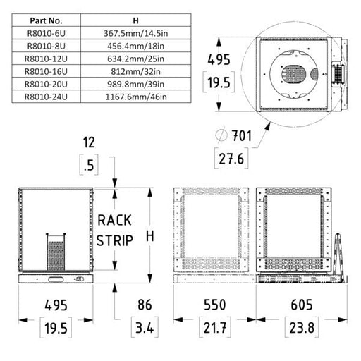 R8010 - Penn Elcom - R8010 Series - Slide and Rotate Rack System