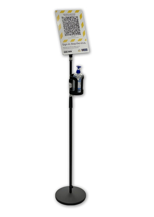 QR Code Stand - Round - QR Code Stand - With Hand Sanitizer Holder - Custom Printed QR Code
