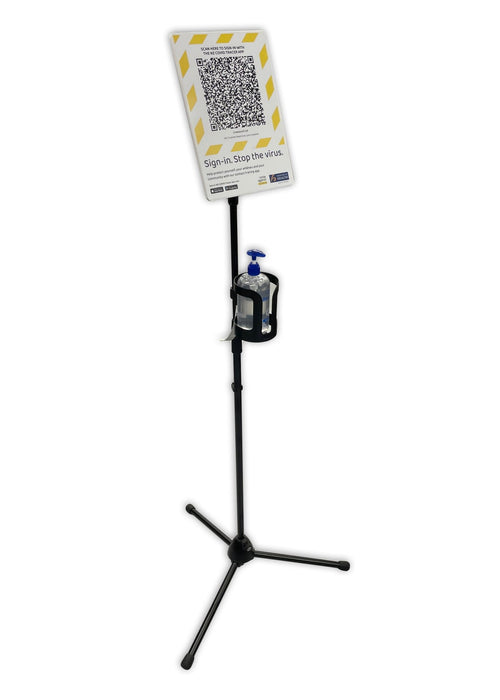 QR Code Stand - Tri - QR Code Stand - With Hand Sanitizer Holder - Custom Printed QR Code